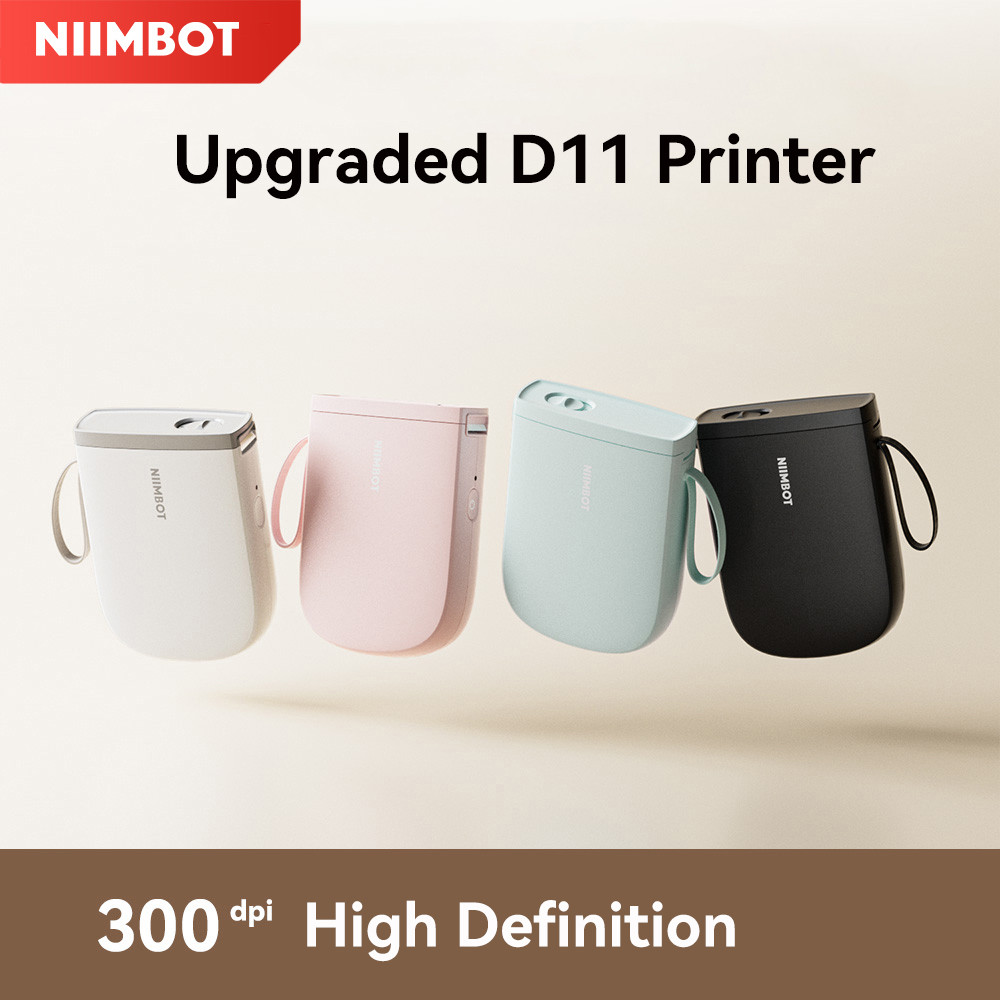 

Niimbot Upgraded D11 Mini Thermal Printer 300 DPI Wireless Self-Adhesive Label Maker Inkless Pocket Barcode Name Tag Labeller