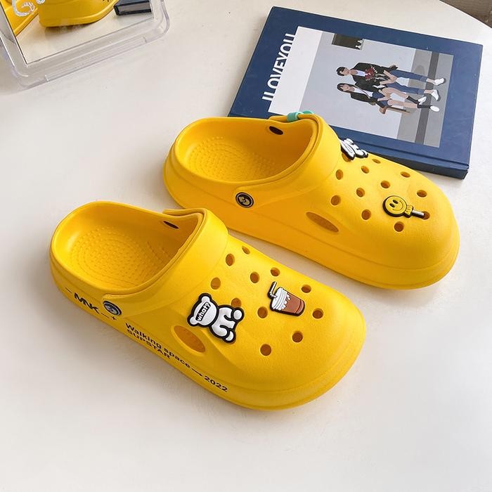 Spot8Murah DS-G Sendal / Sandal Baim Kodok With Jibbitz Unisex Dewasa 0842 Pria - DS-G Kuning, 36/37