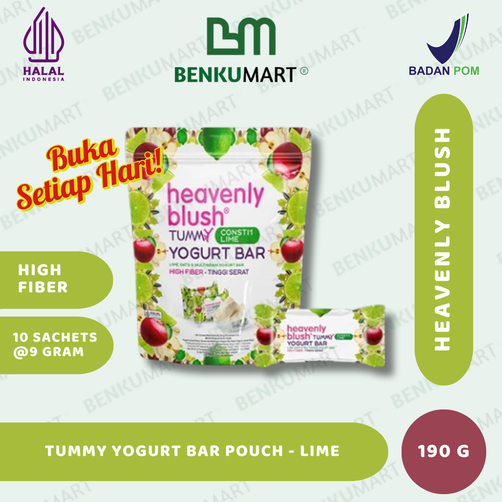 

Heavenly Blush Tummy Lime Yogurt Bar Pouch (10 Sachet x 9gr) | Rasa LIME (90 gram)