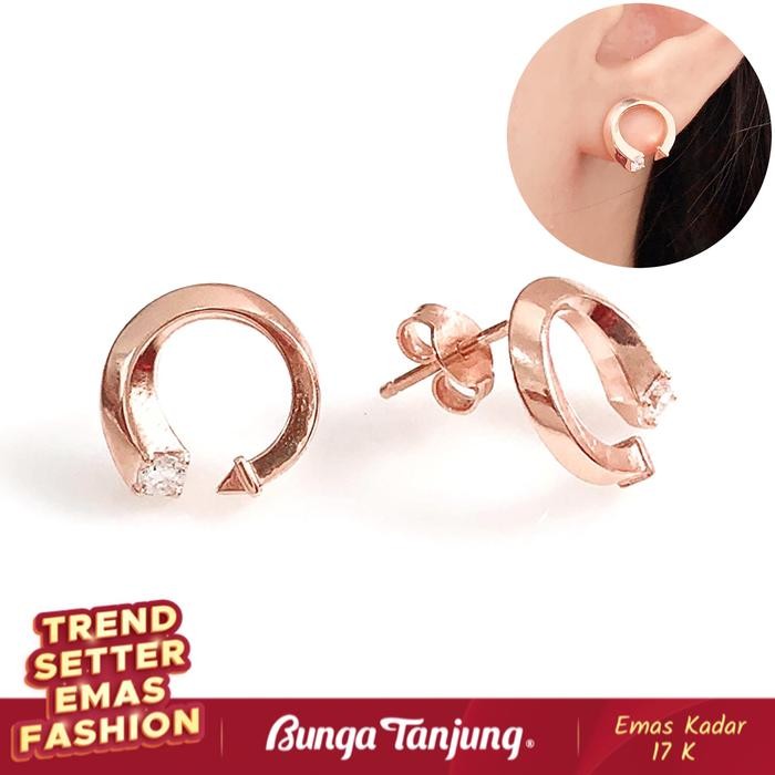 ANTING TINDIK BULAT PRISMA BLINK - EMAS 17K - BUNGA TANJUNG GOLD