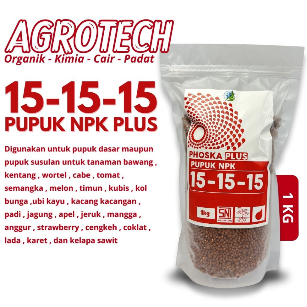 NPK Phoska Plus 15 15 15 Kemasan 1000 gr Pupuk Pemicu Pertumbuhan Sayuran Dan Tanaman