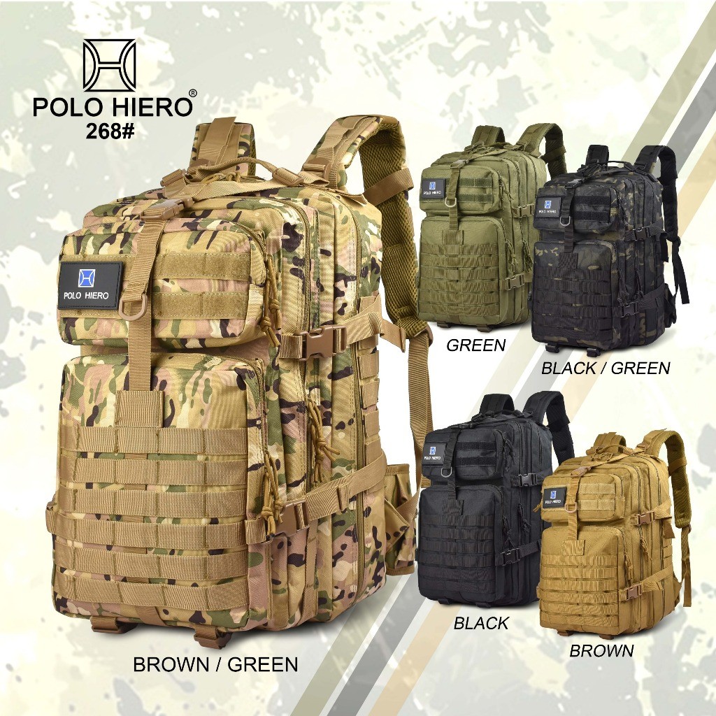 Brayhanolshop-Tas Ransel Polo Hiero 268 Tas Backpack Outdoor Tas Ransel Army Pria Tas Laptop-Tas Bac