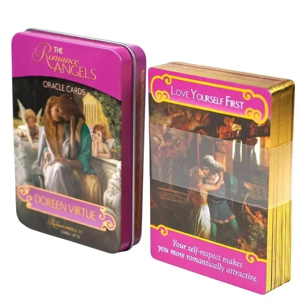 The Romance Angels Oracle Cards Fate Divination Gold Plated Tarot Witchcraft Supplies Board Game wit
