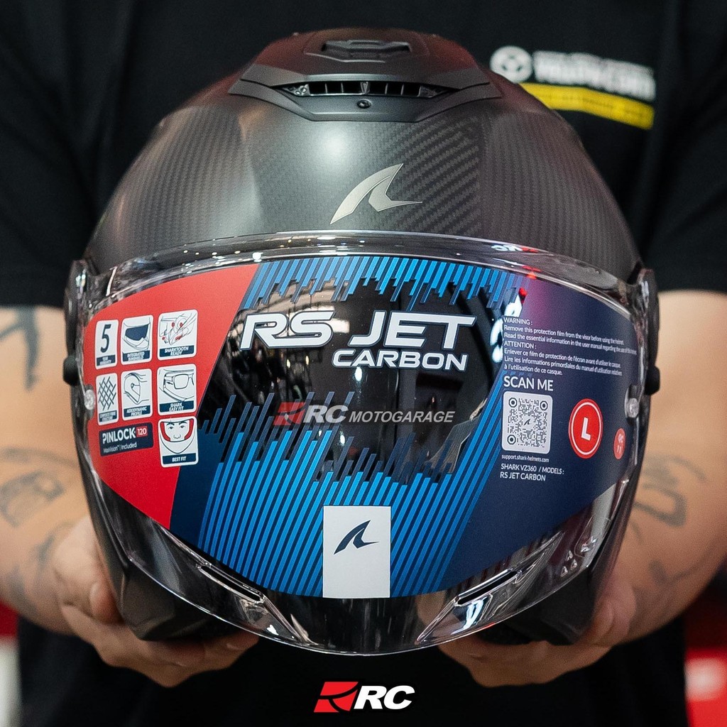 Helm Motor Half Face - Shark RS Jet Full Carbon Matt