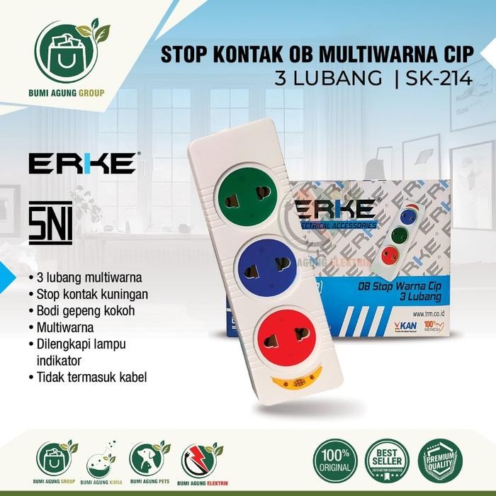Stop Kontak 3/4/5 Lubang Lobang SNI Multi Tanpa Kabel ERKE