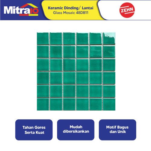 Keramik Mozaik Glass Zehn 48DB11 30x30cm Biru - Dinding/Lantai