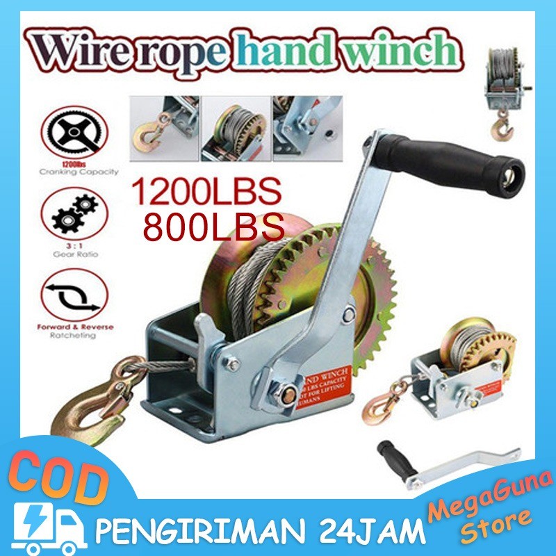 800/1200LBS 8/10m Hand Winch Wire Rope Hand Winch Hand WinchHand Winch / Boat Winch Wire Rope Hand W