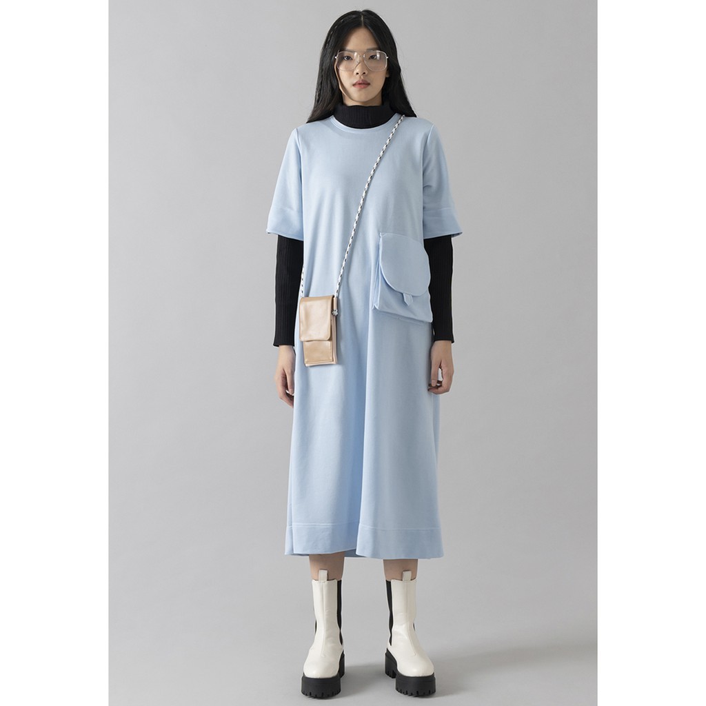 ODIVA Kenda Cotton Fleece Dress - Blue