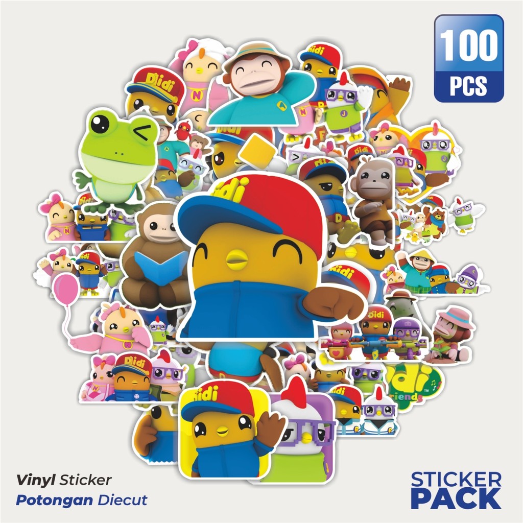 

MURAH 100 PCS Stiker Didi & Friends Cartoon Waterproof Aesthetic- Untuk Laptop, Motor, dan Helm - Paper Stationery Pack