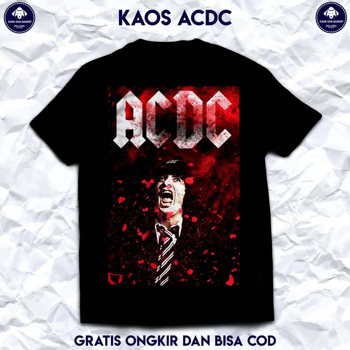 (COD) Kaos Band Acdc Original. Kaos Musik Band Metal Acdc. - S