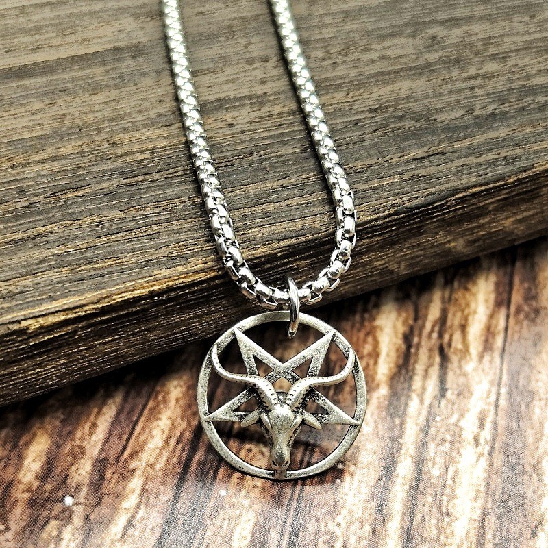 Aksesoris Hewan Liontin Punk Hipster Pentagram Kepala Domba Hip Hop Liontin Sweater Chains Necklace
