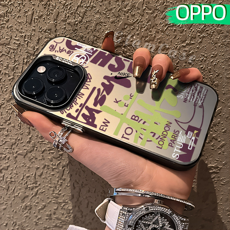 Keren Stussy Glossy Hologram PC Case OPPO A18 A57 A16 A15 A17 A60 A3x A3s A5s A54 A53 A12 A31 A58 A1