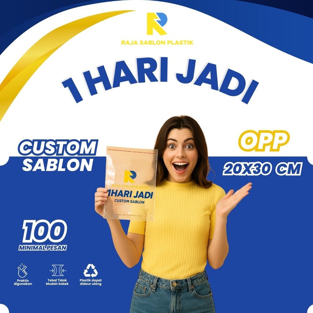 CUSTOM SABLON Plastik OPP Tebal 40 Mikron Ukuran 20x30 | Plastik Sablon DURIF PACKAGING X RAJA SABLO