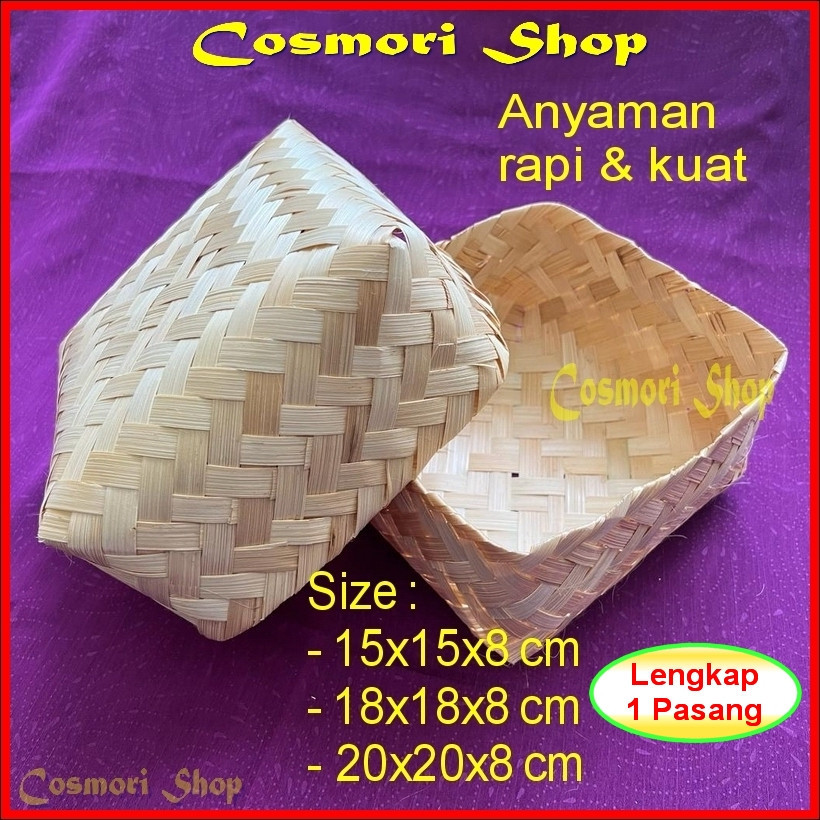Besek Anyaman Bambu Hajatan 10 12 15 18 20 Berkat Untuk Pesta Nasi Hantaran Kue Warna Cantik Berkata