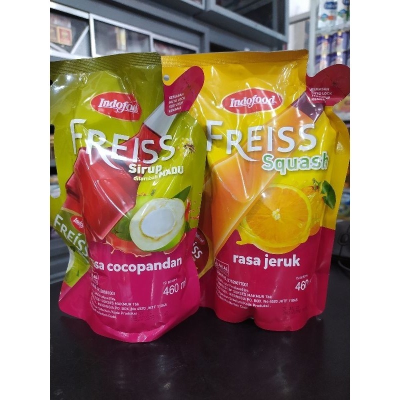 Indofood Freiss Sirup Jeruk & Cocopandan 460ml Pouch - ALF
