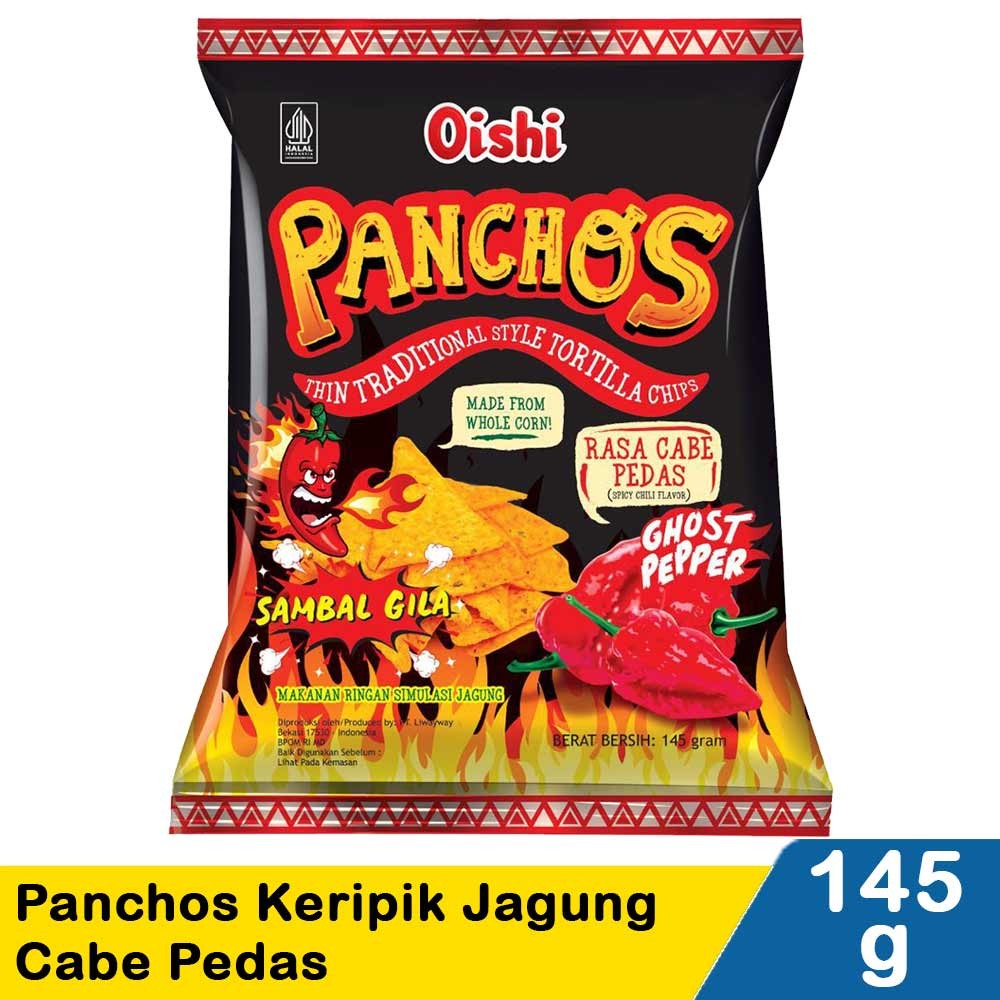 OISHI PANCHOS KERIPIK JAGUNG CABE PEDAS 140/145g