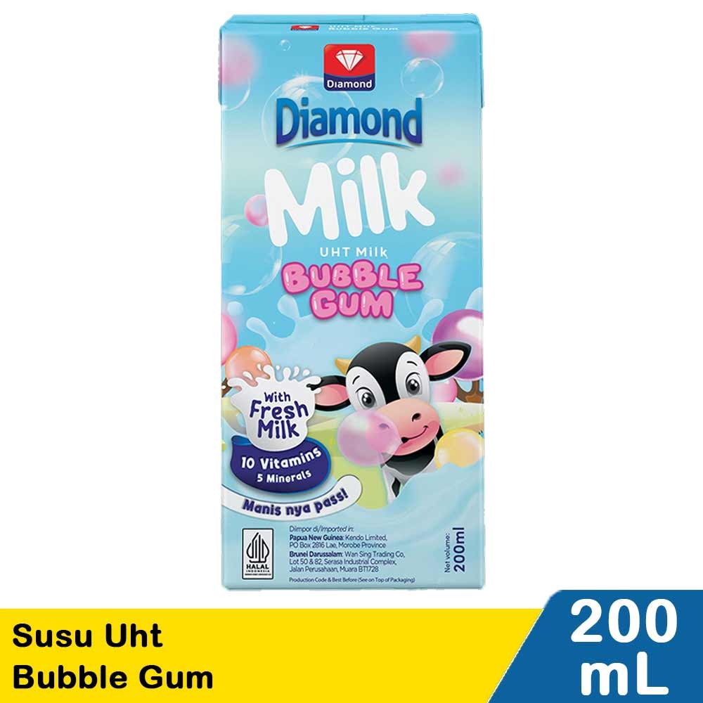 DIAMOND SUSU UHT BUBBLE GUM 200mL