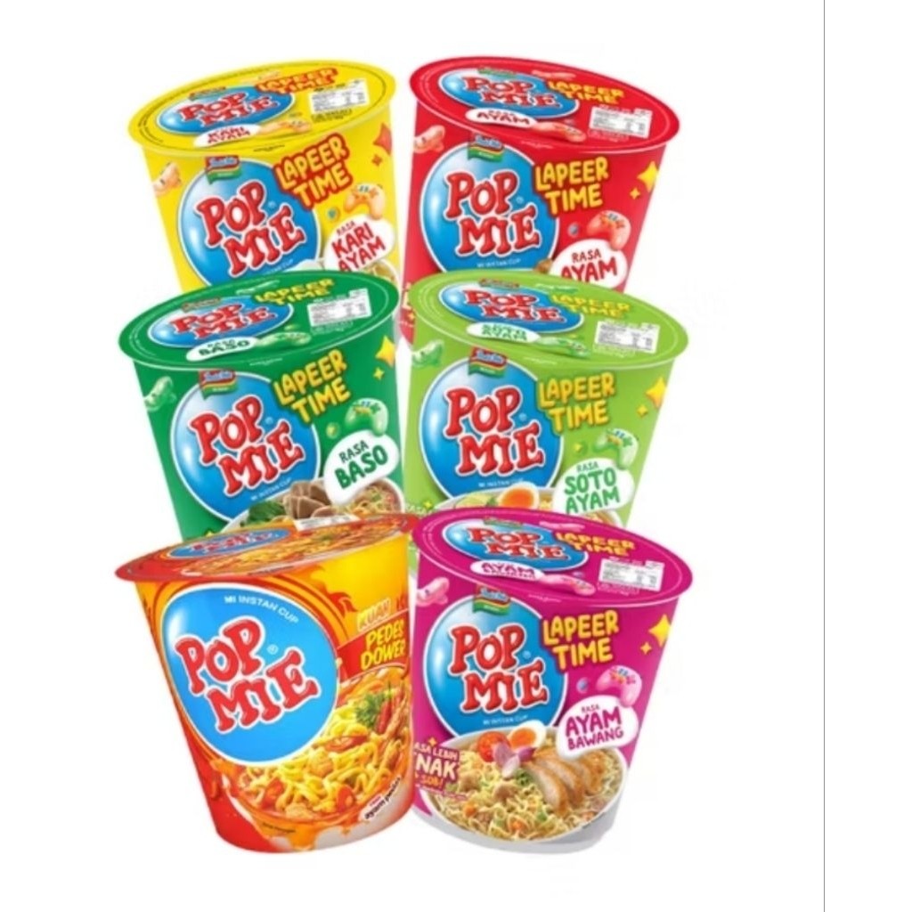 ( 12 Pcs ) Pop Mie Popmie Rasa Ayam Soto Baso Kari 1/2  Dus