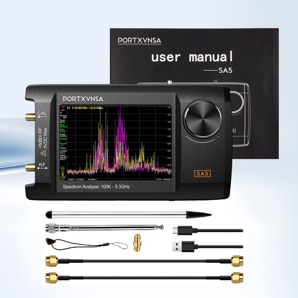 PORTXVNSA SA5 Multifunctional Handheld Spectrum Analyzer 100k-5.3GHz 2-in-1 4 Inch IPS LCD Signal Ge