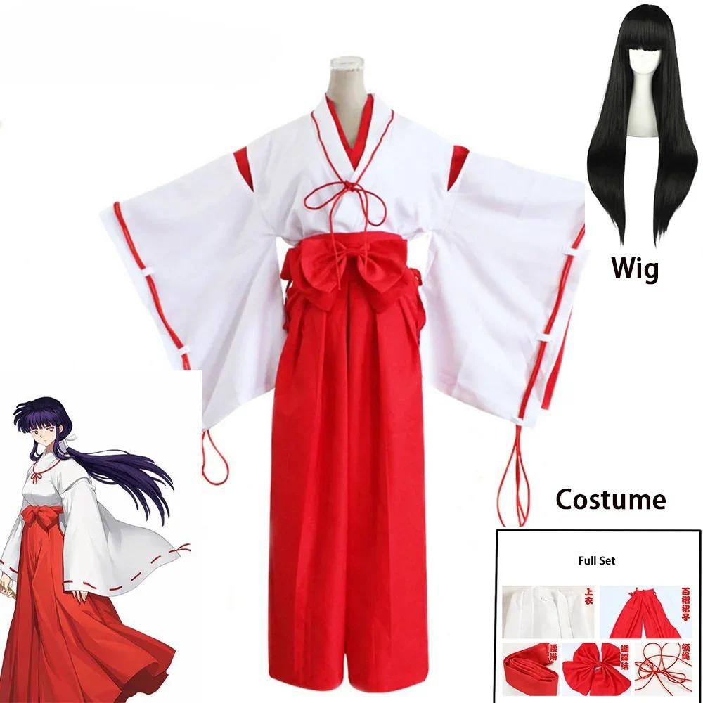 Anime Inuyasha Cos Kikyo Kimono Cosplay Costume Halloween Costume For Women Men Girls Full Set Cloth