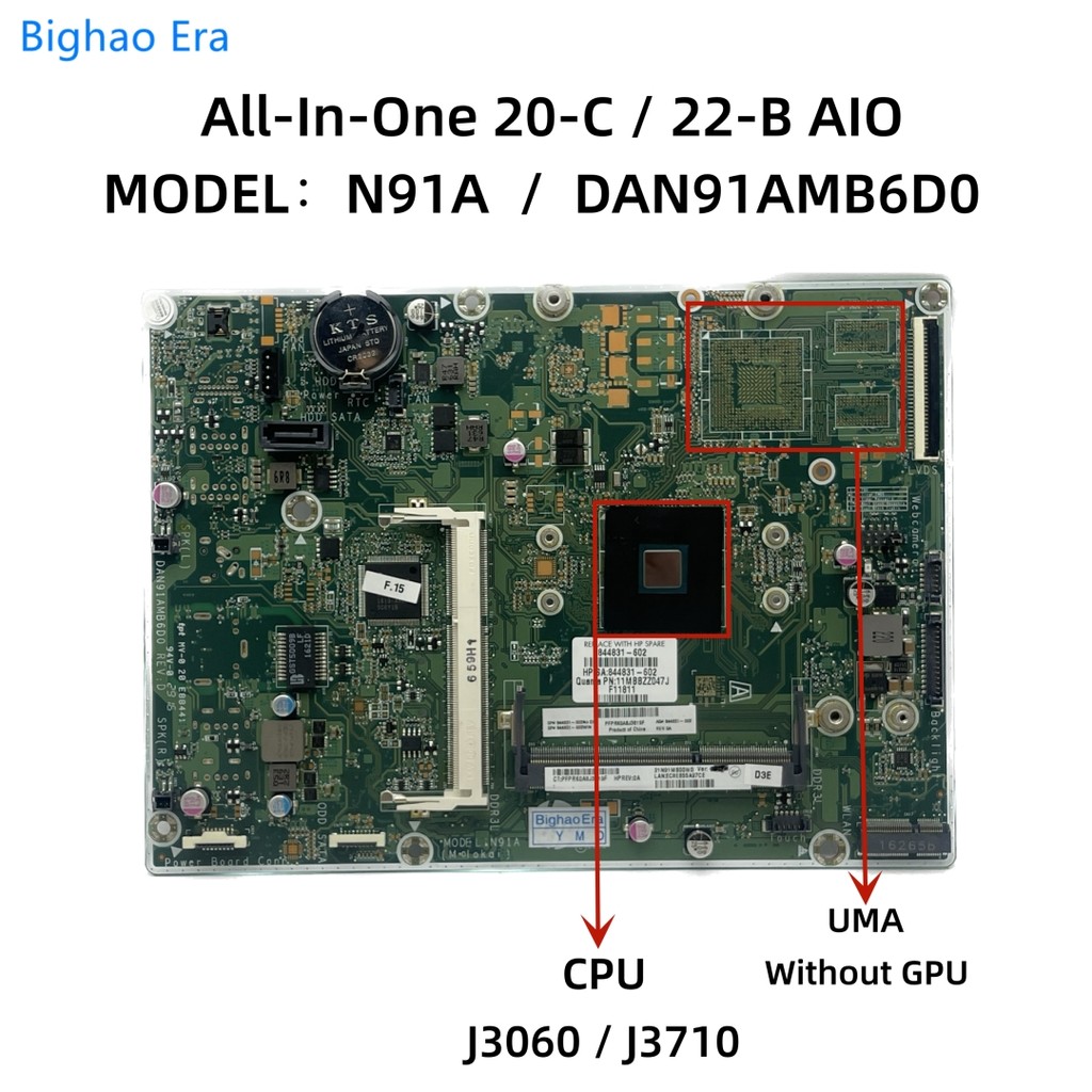91AMB6D0 For HP All-In-One 20-C 22-B013W 20-c001la Motherboard With Intel J3060 J3710 CPU DDR3 SPS:8