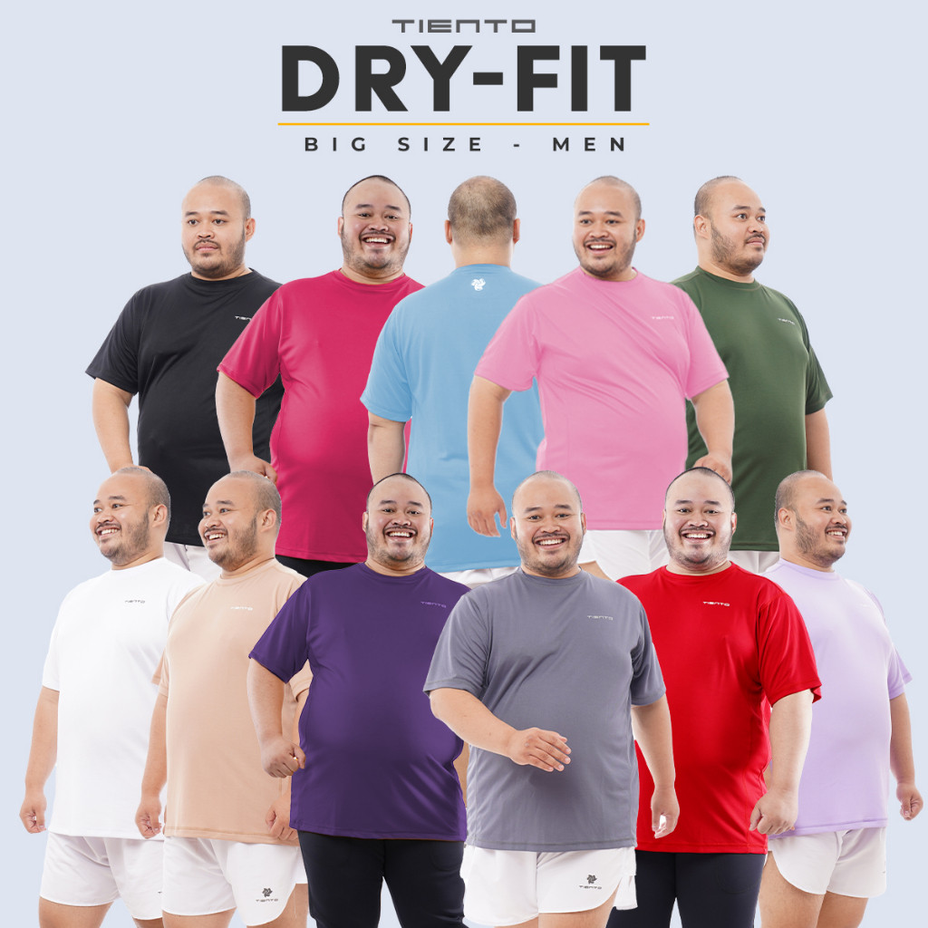 gitata980  Tiento Kaos Running Dry Fit Big Size Baju Olahraga Lari Pria Jumbo Gym Pakaian Sport Leng