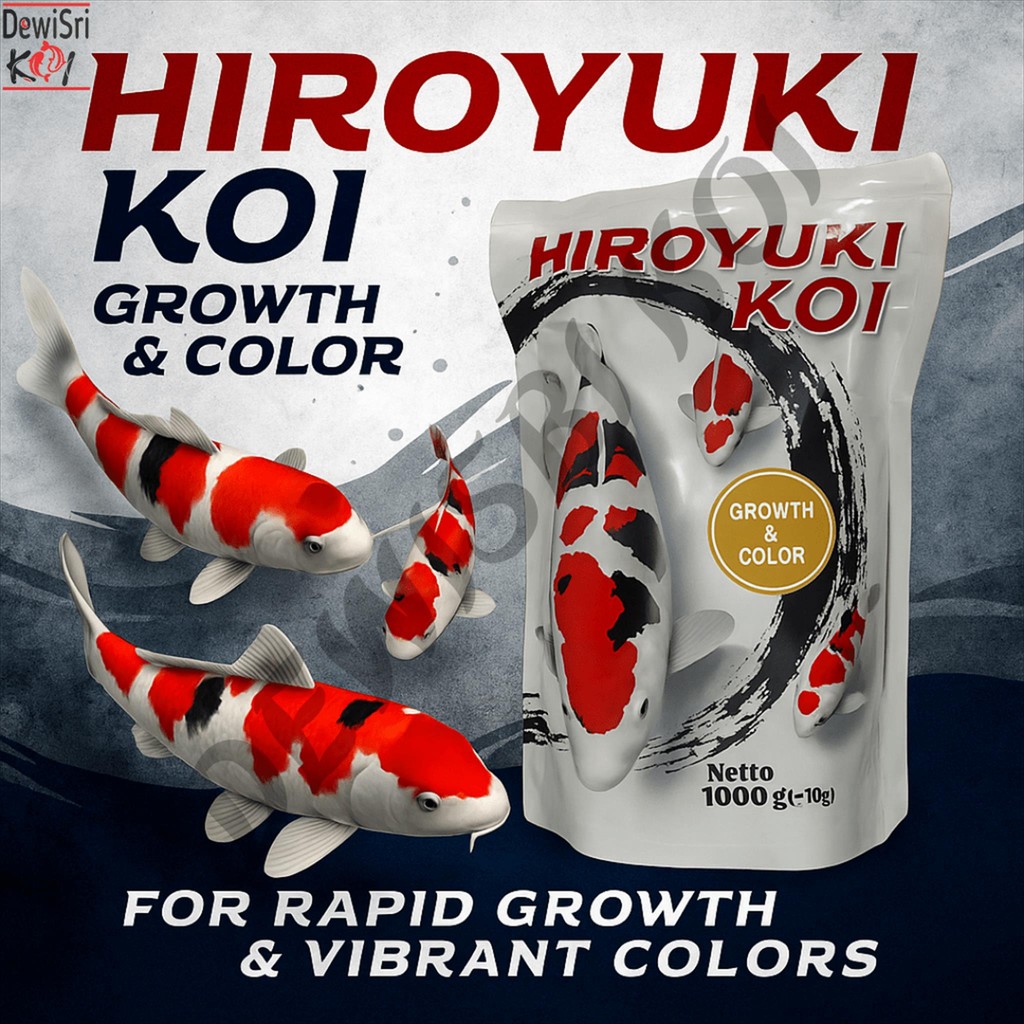 Pakan Ikan Koi Hiroyuki 1Kg –  Growth & Color Pellet 5mm, Cepat Besar & Cerah