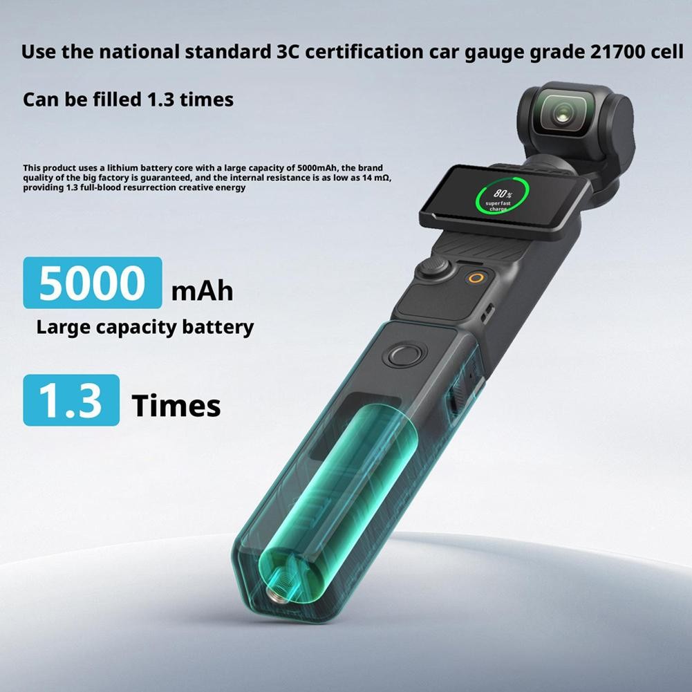GW-Battery Handle Compatible With Dji Osmo Pocket 3, Fast Charging 5000Mah Battery Portable Osmo Poc