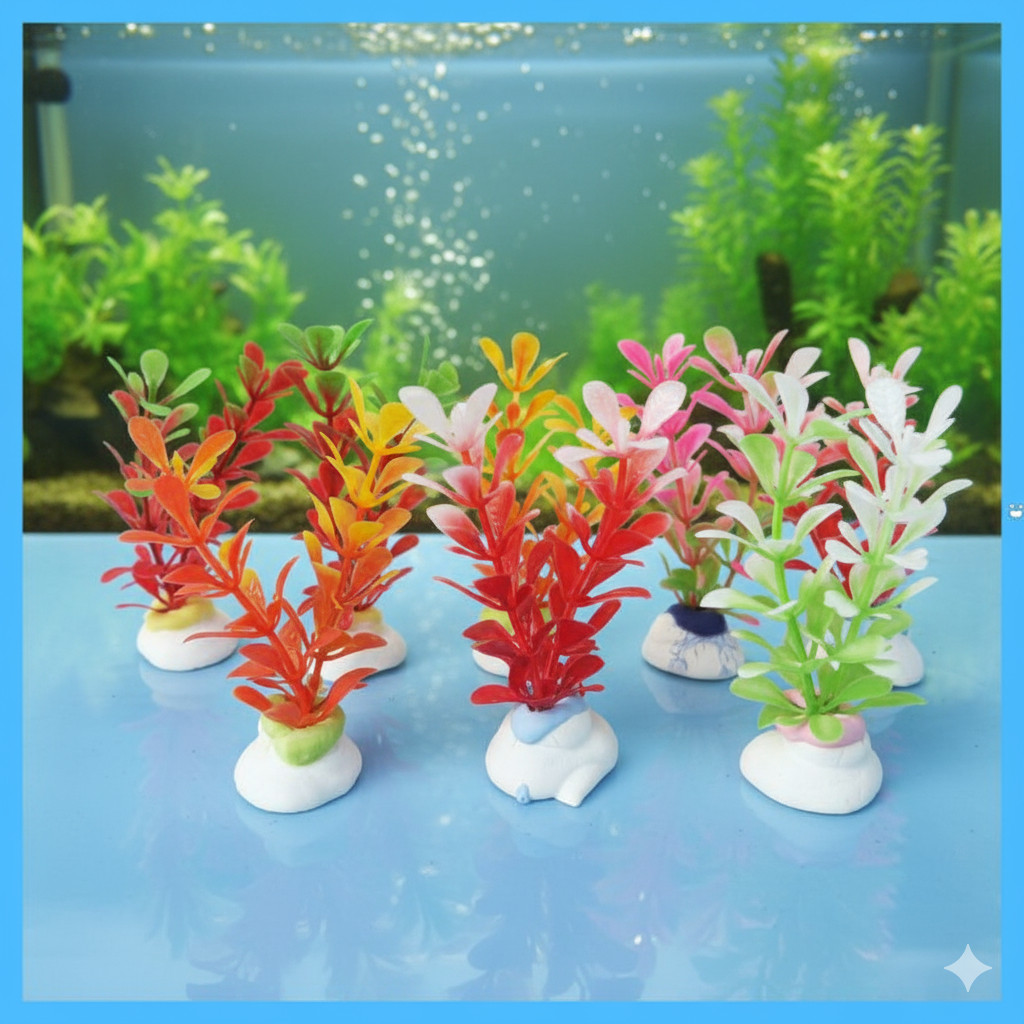 TANAMAN HIAS HIASAN AQUARIUM PLASTIK TANAMAN PLASTIK AQUARIUM AQUASCAPE