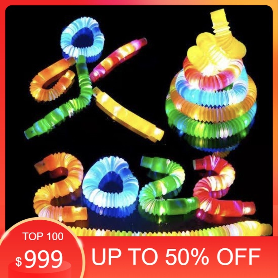 Mainan Pop Tube LED Pop Tubes LED Fidget Pop Tubes Sensory Toys Mainan Selang Anak
