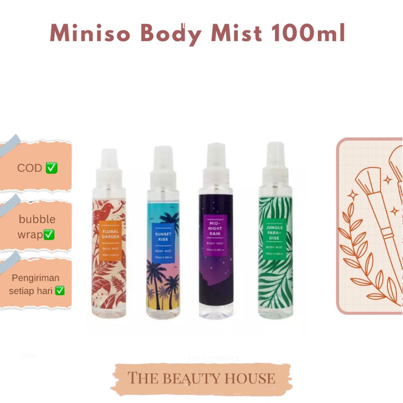 Miniso Floral Garden Body Mist 100ml Fresh Girly