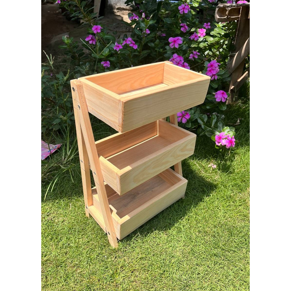 Rak Bawang Susun KAYU JATI Gratis Stiker Tempat Telur Bumbu Dapur Unik Aesthetic Kualitas Premium