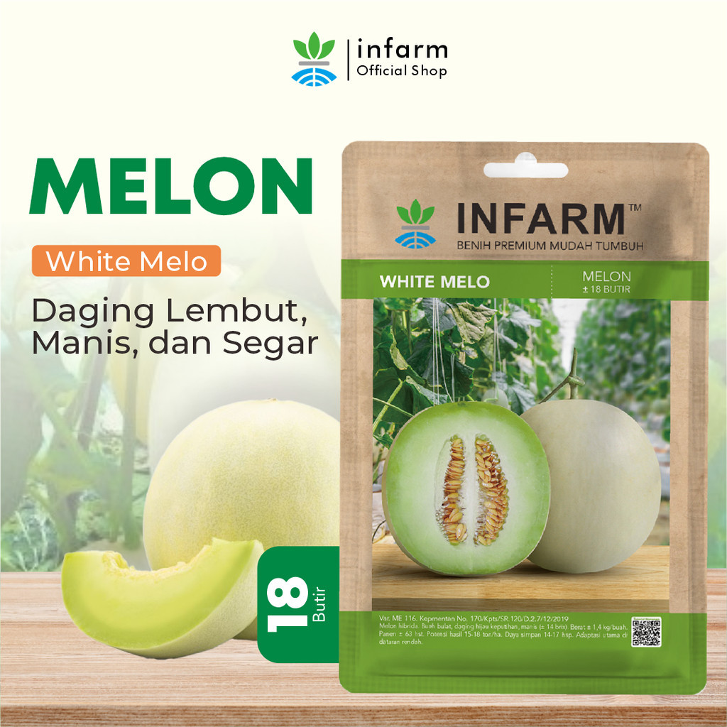 INFARM - Benih Buah Melon Whitemelo, Benih Unggul Buah Melon Bibit Super Buah Melon Madu Rasa Manis