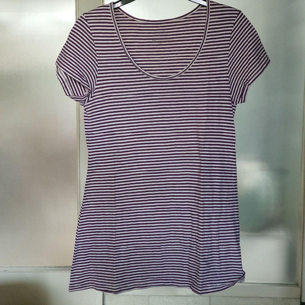 Z baju wanita atasan cewek blouse kaos blus colorbox strip ungu preloved seken Katun Casual Top