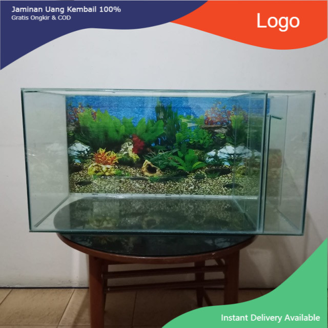 Aquarium Kaca Filter Samping Aquarium Bio Filter UK. 60X30X30 CM