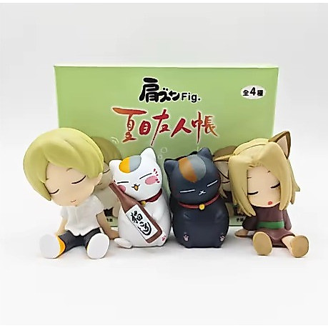 Gachapon Natsume Yuujin Chou Shoulder Fig Natsume Nyanko Black Nyanko Kogitsune by Takaratomy - Full