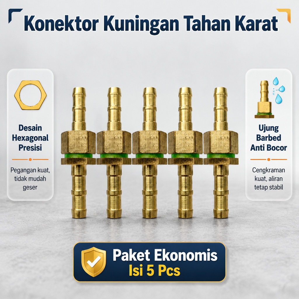 5 Pak Fitting Selang Kuningan 8Mm 8.5Mm Hex Power Sprayer Fitting Konektor Aksesori Fitting Selang