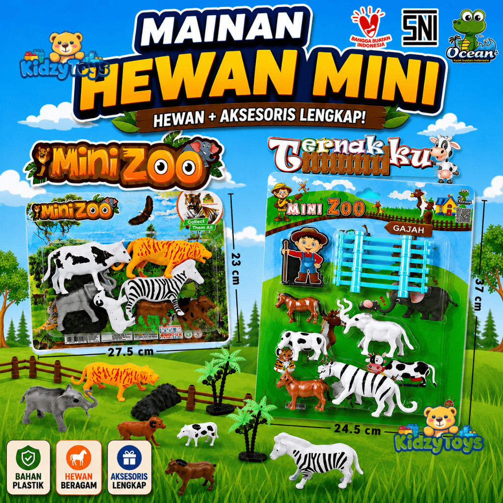 Ternakku Mini Zoo Mainan Edukasi Anak Hewan Ternak Figur Binatang Bahan Plastik Set Lengkap
