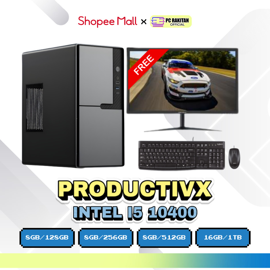 RAKITAN PC OFFICE PRODUCTIVX INTEL I5 10400 8GB 256GB RAKITAN PC KANTOR FULLSET