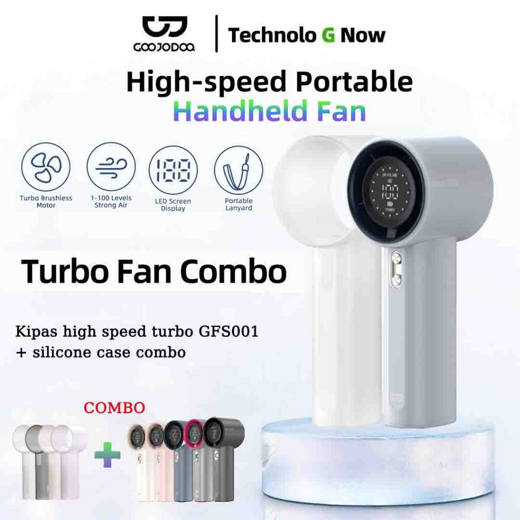 GOOJODOQ  Turbo Kipas Angin GFS001 +Case SET kipas angin  Barang spot High-speed kipas 100 Gear Wind