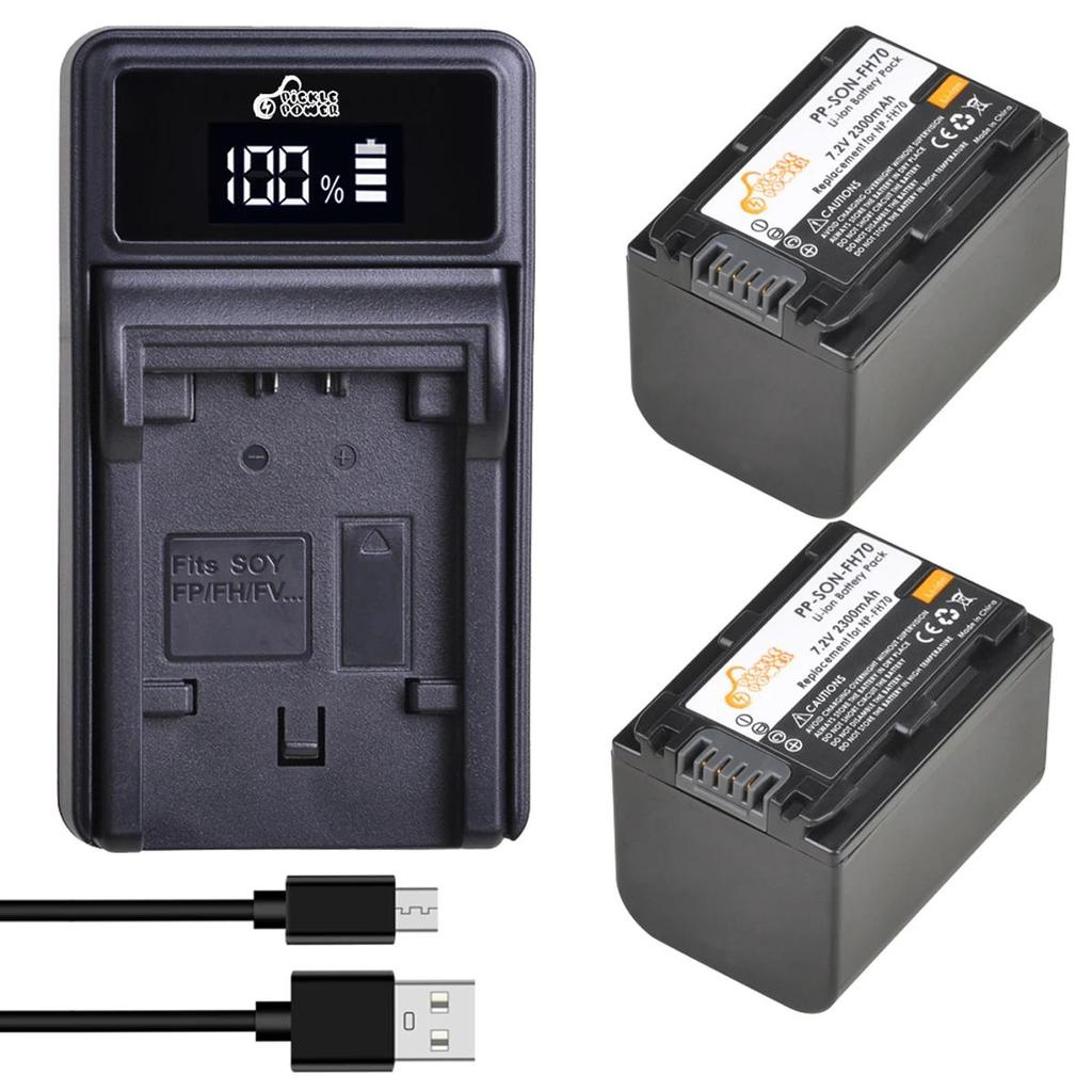 (Pickle Power Camera Battery NP-FH70 NPFH70 + LED USB Charger for Sony NP-FH30 NP-FH40 NP-FH60 NP-FH