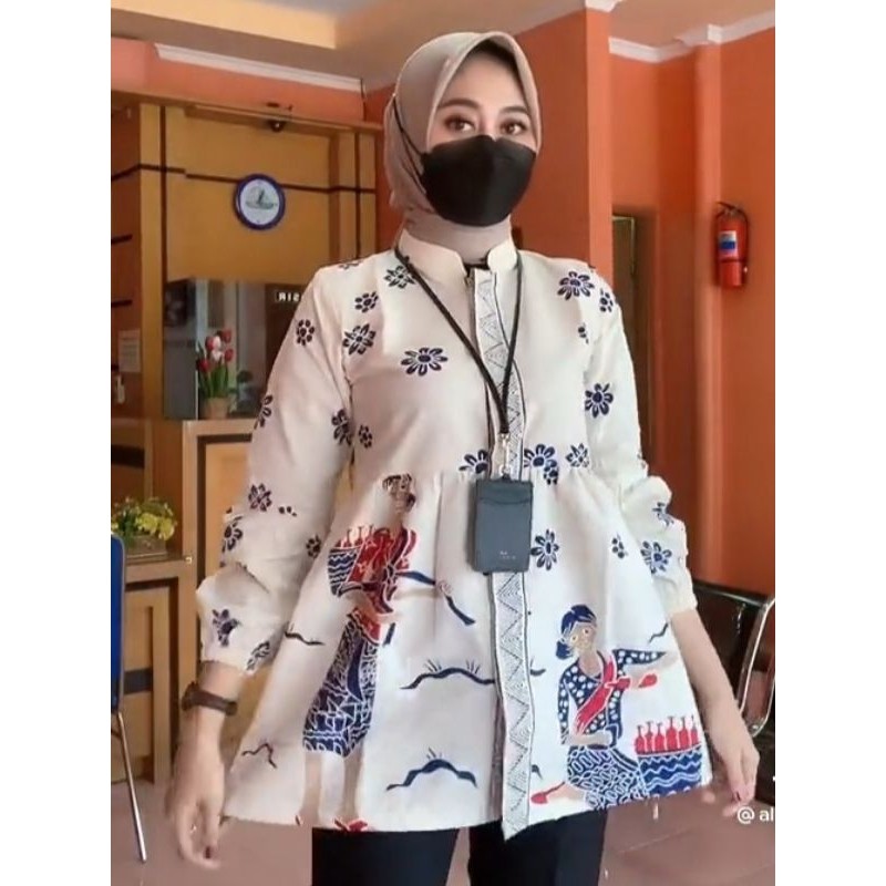 (COD) Batik Wanita Kancing Depan Motif Mbok Jamu Ready Size Standar dan Jumbo