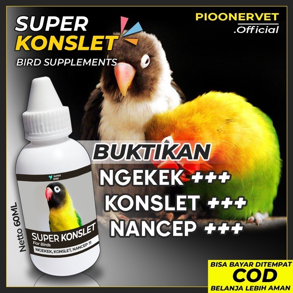 Doping Burung - PIOONERVET  Vitamin Burung Lovebird SUPER KONSLET Obat Penggacor Kicau Ngekek Memper
