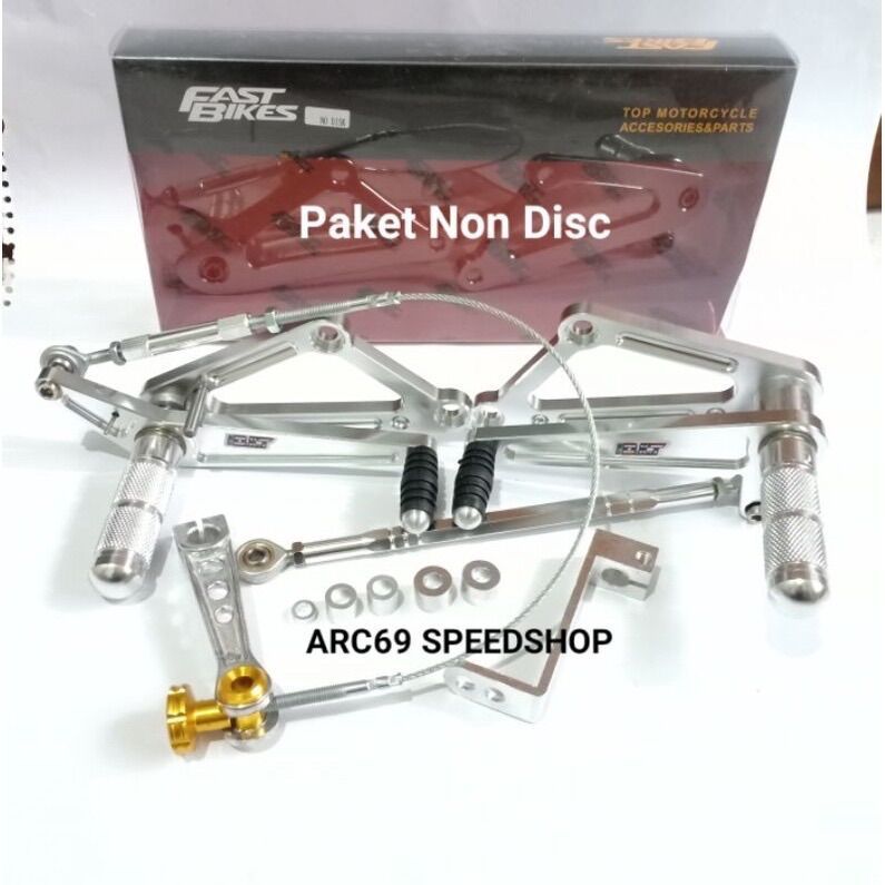 Paket Footstep Underbone Fastbike Cnc Copy DKT + Seling Rem+paha Rem Non Disc Untuk NINJA R-RR