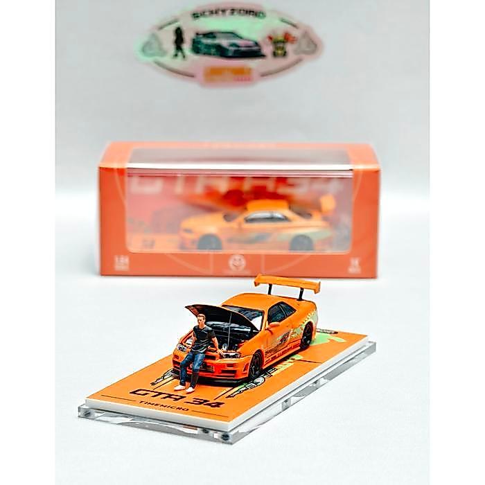 Khusus Grab Time Micro Nissan Gt-R V-Spec Ii R34 Fast And Furious Bnr34 Brian'S Paul Walker Figure