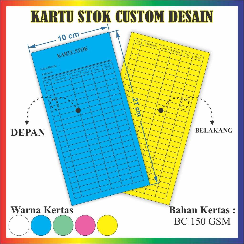 

100 lembar kartu stok custom desain sendiri kartu stock barang