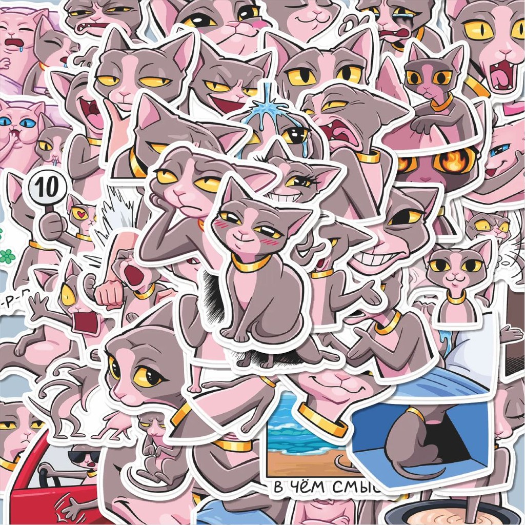 

100PCS Lucu Stiker Kartun Funny Cleo Cat Stiker Aesthetic Stiker Anti Air Stikers Berperekat Waterproof sticker decal buat Motor Helm Buku Journal Koper Casing HP Laptop Botol Minum Hadiah anak