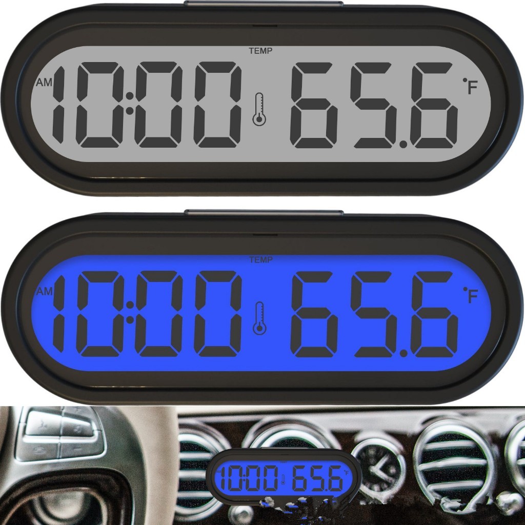 Jam Digital LED dashboard Mobil Blacklight Biru Dengan Termometer Untuk Dashboard Mobil Universal/Te