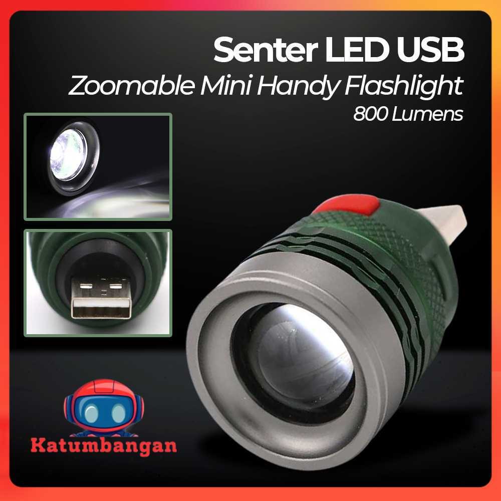 Senter LED USB Zoomable Mini Handy Flashlight 800 Lumens
