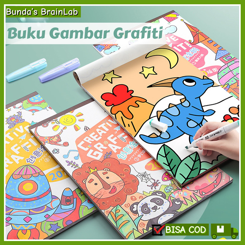 

Buku Bergambar Graffiti Bergambar Kertas Sketsa Anak-anak Kuas Cat Air Krayon Mewarnai Siswa Pendidikan Gambaran Buku